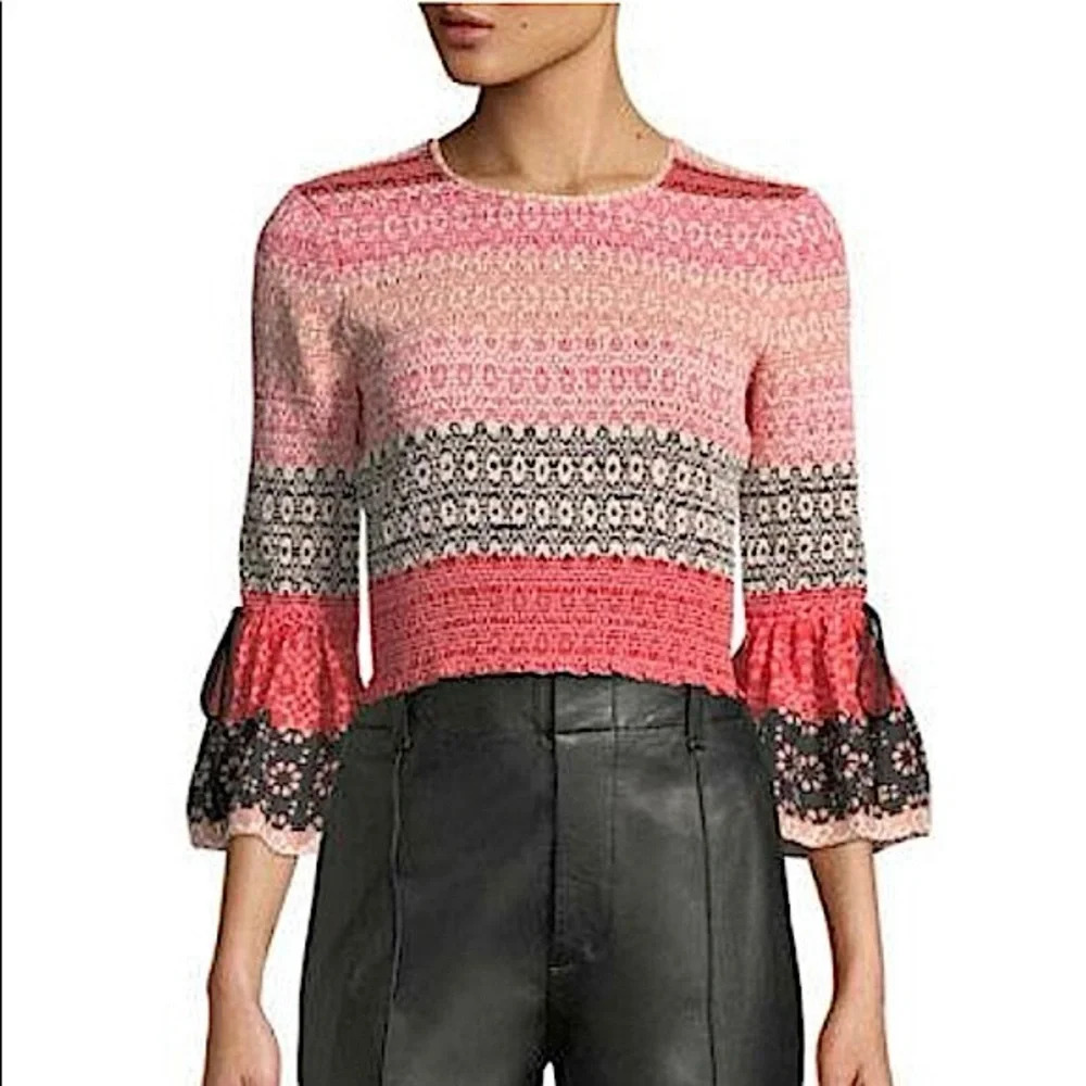 Derek Lam 10 Crosby Smocked Bell Sleeve Blouse